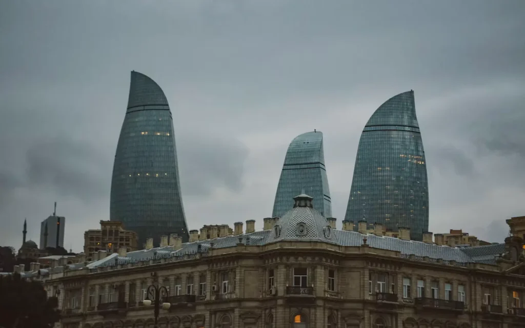 Flame Towers lit up over Baku at night, Baku holiday package